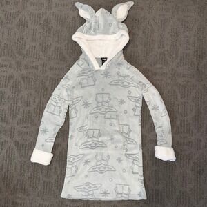 Star Wars Grogu Hoodie Lounger Unisex Kids XS Gray Baby Yoda Fleece Cozy Pouch